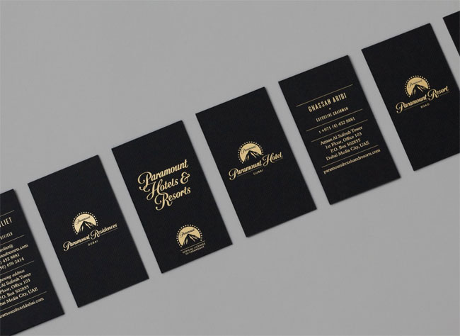 Bộ nhận diện thương hiệu khách sạn Paramount Hotel & Resorts business card