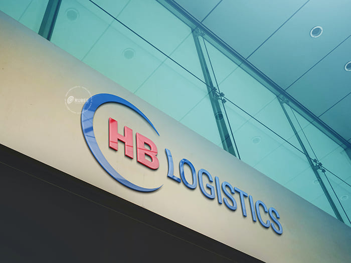 Phối cảnh thiết kế logo H&B Logistícs lên biển bảng