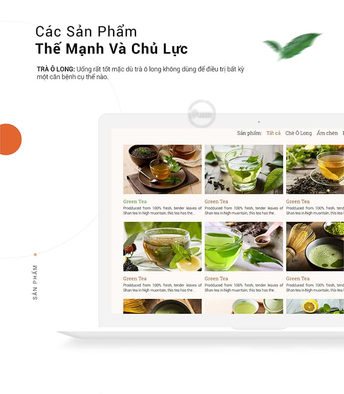 Thiết kế website trà Amitea trang sản phẩm
