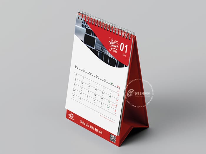 Thiết kế lịch để bàn thép Nhật Quang tại Rubee