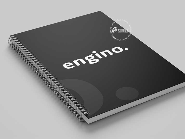 Nhận diện thương hiệu thiết kế xây dựng Egino trên sổ tay