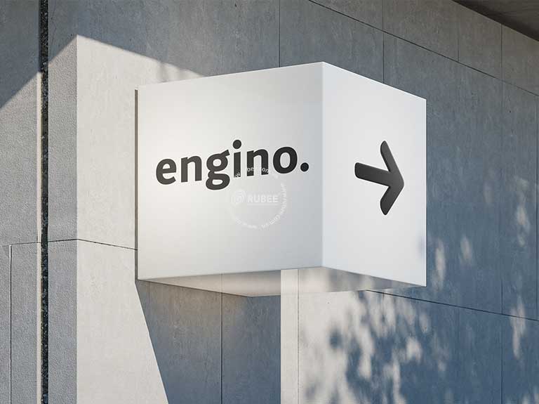 Nhận diện thương hiệu thiết kế xây dựng Egino trên biển chỉ dẫn