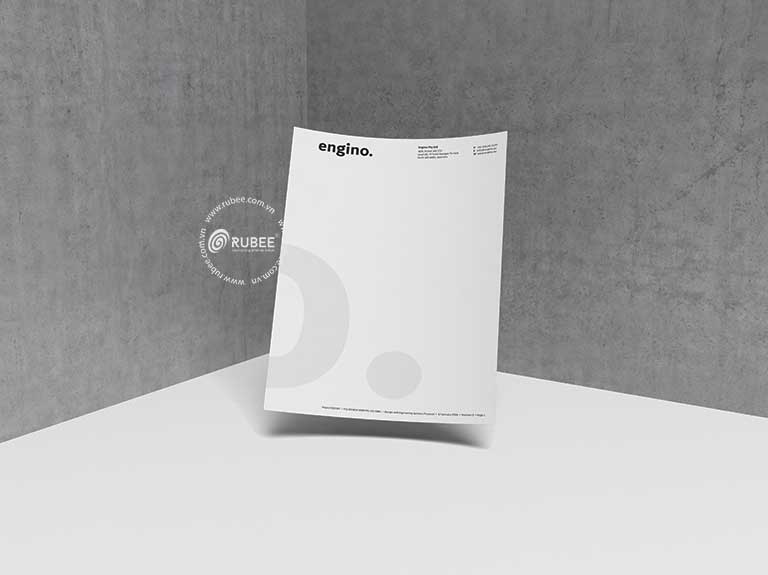 Nhận diện thương hiệu thiết kế xây dựng Egino trên tiêu đề thư