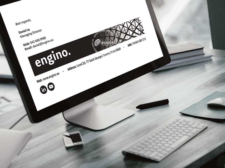 Nhận diện thương hiệu thiết kế xây dựng Egino trên chữ ký email