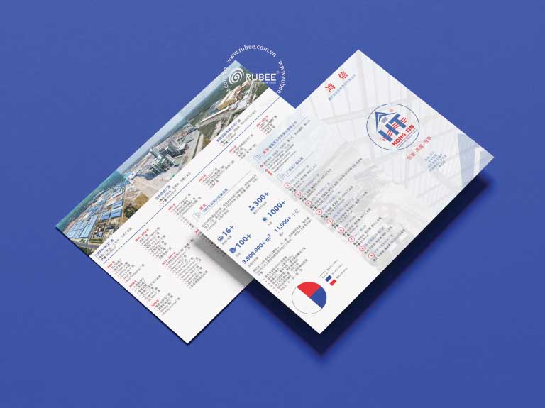 Nhận diện thương hiệu công ty xây dựng Hồng Tín trên tờ gấp