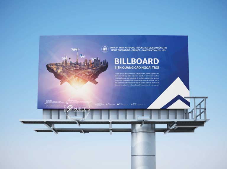 Nhận diện thương hiệu công ty xây dựng Hồng Tín trên biển quảng cáo